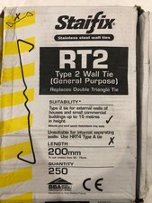 250 x Ancon Staifix wall ties type RT2 Type2 200mm long.