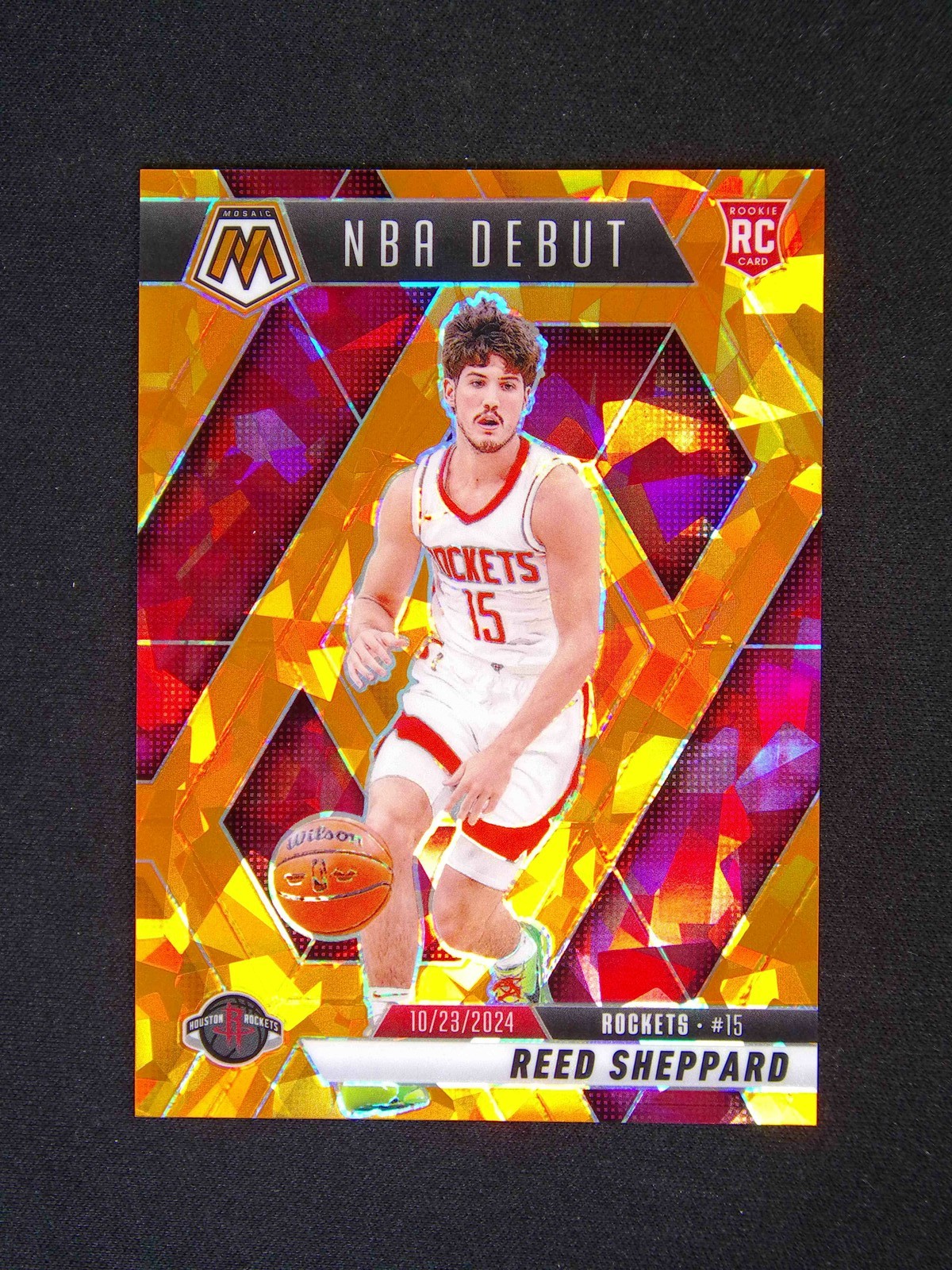 2024-25 Panini Mosaic Reed Sheppard #252 RC Rookie NBA Debut Orange Ice /49