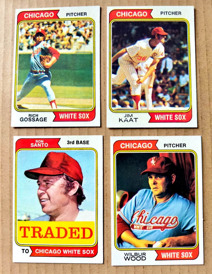 1974 Topps lote de 14 Medias Blancas: tarjeta de equipo, Gossage, Santo, madera, Kaat, curtidor Foto 4 de 4