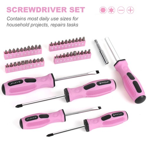 FASTPRO Jeu d'outils roses 225 pièces, jeu à main mécanique SAE et métrique  - Photo 9/9
