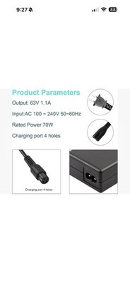 63V 4 Prong Charger for Ninebot S (Not S-Plus) / Mini PRO/Mini S 
