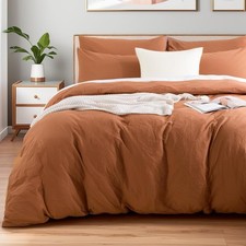 Duvet Cover Set 100 Washed Cotton Super King 108"x98", Organic Natural Linen