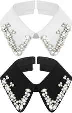 Geyoga 2 Pcs Dickey Rhinestones Collar for Women Detachable Fake Classic Style