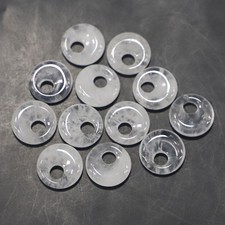 20pcs Natural White Crystal Stone Large Hole Circle 18mm Beads Pendants Jewelry