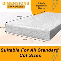 NEW BREATHABLE & THICK 120 X 60 X 7.5 CM TRAVEL COT BABY BED MATTRESS WATERPROOF