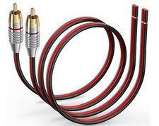 2 Pack Speaker Bare Wire Cable To RCA Plug Adapter 14AWG Speaker Wire 1 Ft