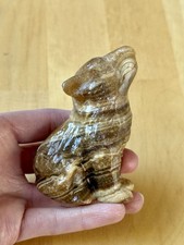 Chocolate Calcite Crystal Wolf Carving With Stunning Natural Patterns