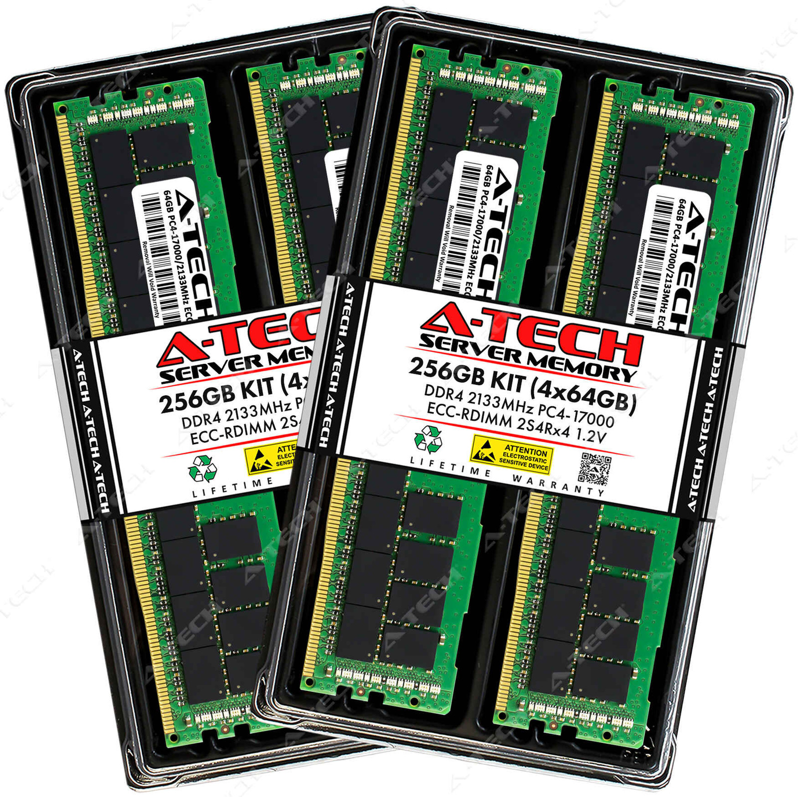 A-Tech 256GB 4x 64GB 2S4Rx4 PC4-17000R RDIMM DDR4 2133 ECC REG