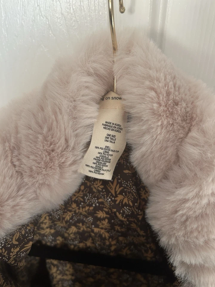 Capa para mujer Sleeping On Snow de piel sintética cuello falso talla única marrón claro (#020) Foto 3 de 3