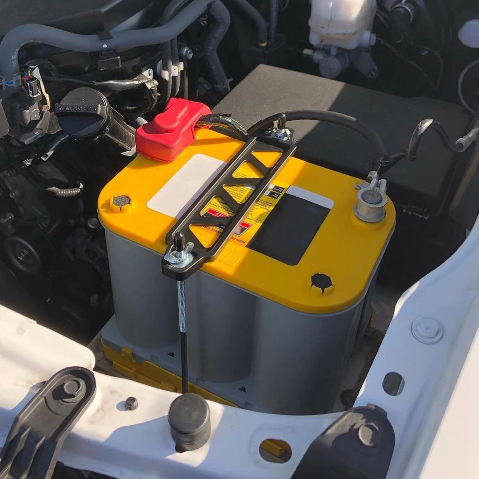 Aluminum Black Car Battery Hold Tie Down Bracket Mount Kit + 10'' J-Hooks Bolts - Изображение 3 из 4