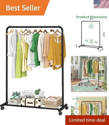 Standard Clothes Clothing Garment Rack with Storage Shelves, Rolling Clothes ...