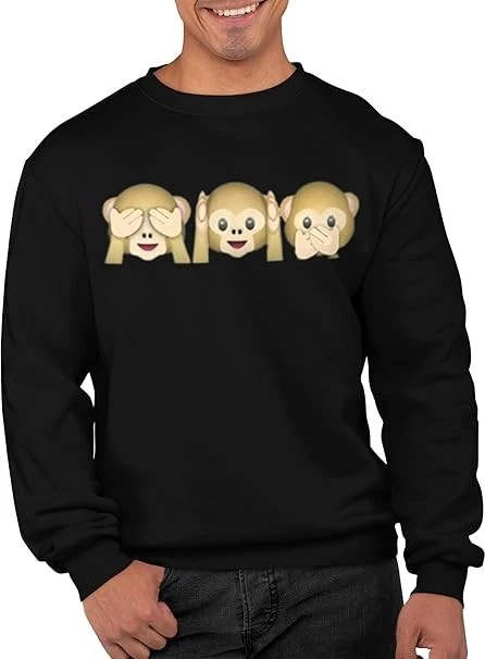 Funny 3 Monkey Emoji Sweatshirt Cute Top for Emoji Lovers Unisex Gift