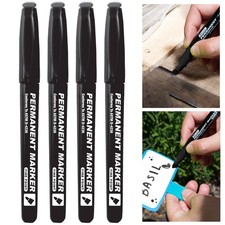 24 Black Permanent Markers Fine Point Plastic Wood Stone Metal Glass Waterproof
