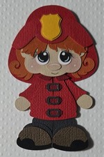 Fire Fighter Girl Red Hair. Scrapbook, Card Making Paper Piecing