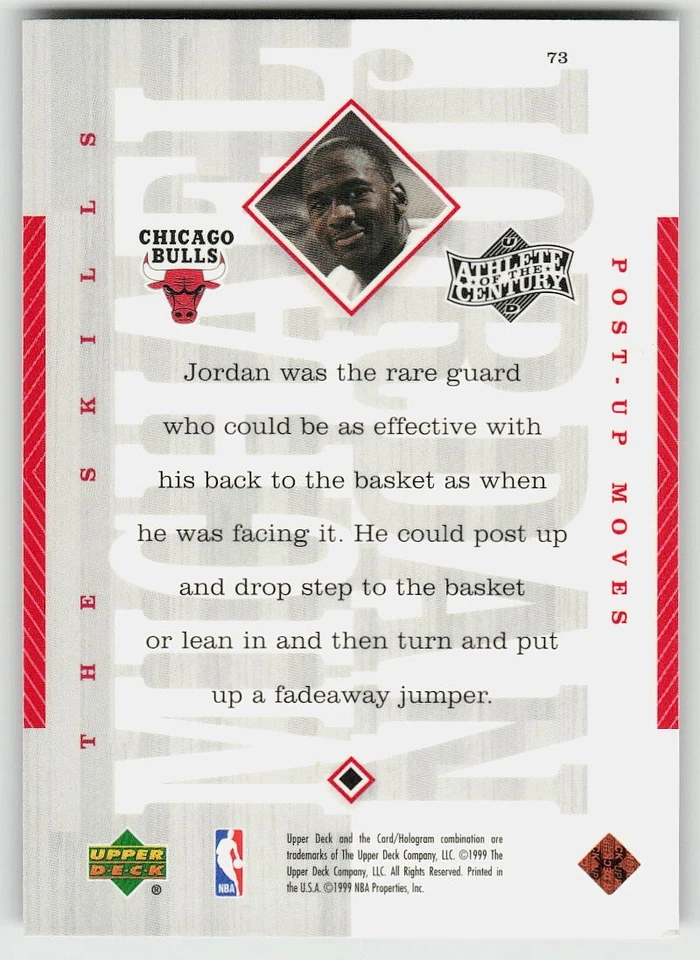 1999 Upper Deck Athlete of the Century #73 Michael Jordan BASKETBALL Bulls - Image 2 of 2