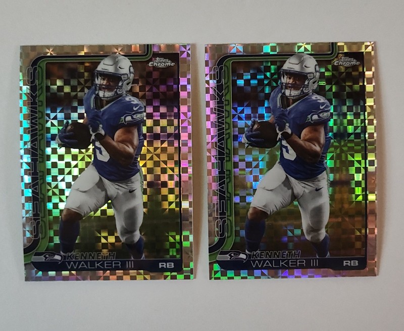 2025 Topps Chrome "Kenneth Walker" 2 Card Lot (Xfractors) Seattle Seahawks 