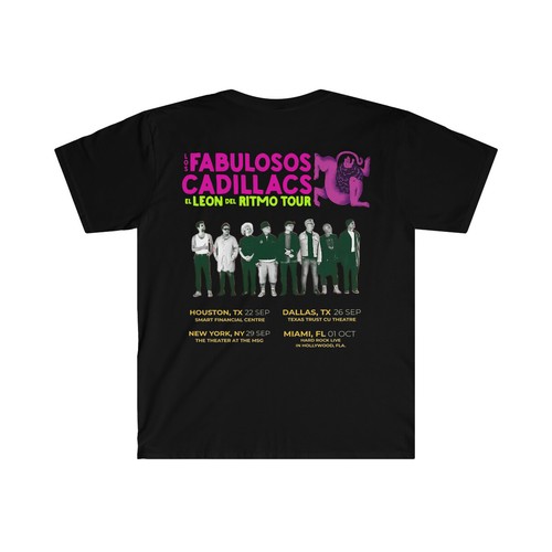 Unisex Cotton T-Shirt. Los Fabulosos Cadillacs. Leon Del Ritmo. USA Tour 2023. - Picture 4 of 5