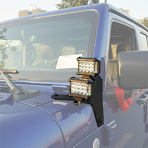 Luz de trabajo LED ámbar AUXBEAM 4X 4" + soporte de pilar A para Jeep Wrangler JL 18-24 - Imagen 12 de 12
