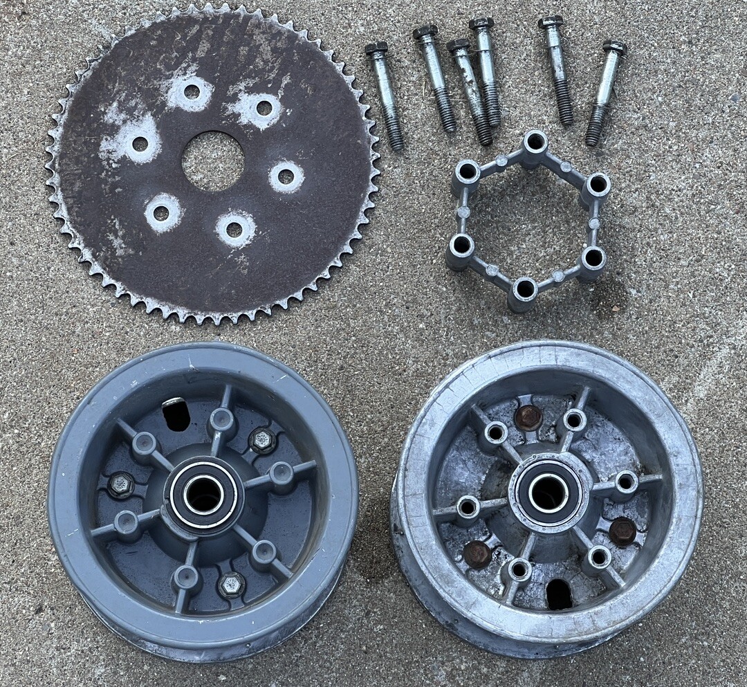 VINTAGE MANCO MINI BIKE 5” Front & Rear Wheels W/ Sprocket Adapter eBay