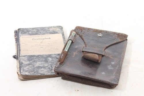 Old Map Case Leather + Service Diary WW1 Case Collector Vintage - Picture 2 of 24