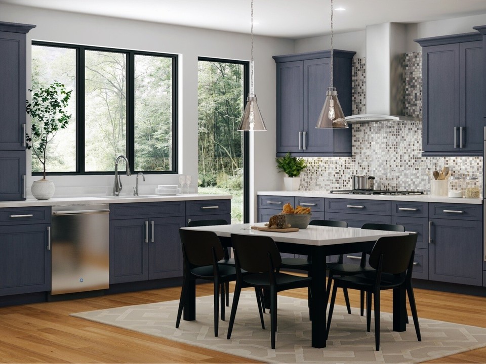 All Wood RTA 10X10 Nova Blue Transitional Kitchen Cabinets Shaker ...