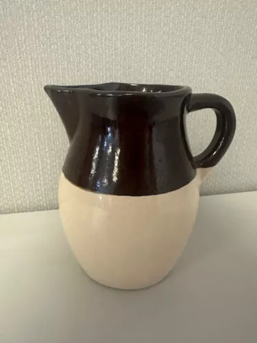 Vintage RRP CO. Roseville Ohio USA Stoneware Pottery Mini Pitcher Two Tone Brown