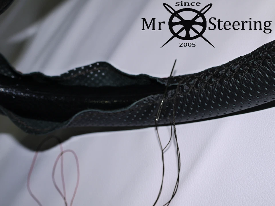 PARA MITSUBISHI OUTLANDER 06-12 CUBIERTA VOLANTE CUERO PERFORADO DOBLE ST Foto 2 de 3