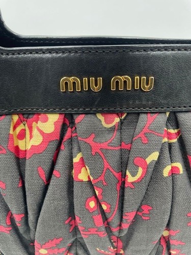 Miu Miu 2way Shoulder Bag Canvas Leather Black Red from Japan Authentic Handbag - Picture 5 of 17