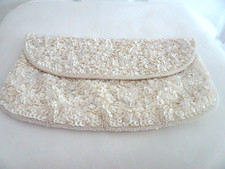 Magid Vintage Handmade Beaded Purse White Clutch Purse MCM Evening Bag-JAPAN-NEW