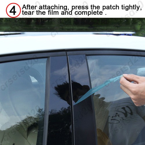 6Pcs Glossy Black Car BC Pillar Post Sticker Trim For BMW 5 Series F10 2011-2017 - Picture 10 of 10