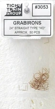 HO Scale Tichy Train Group 3053 Formed Wire Grab Irons 24" Straight Type pkg 50