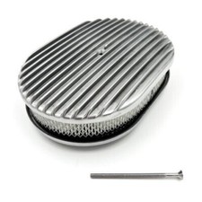 12 X 2 Street Rod Polished Aluminum Finned Heavy Duty Air Cleaner 4 Barrel