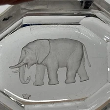 Heinrich Hoffman Elephant Czech Intaglio Crystal Open Salt  Marked