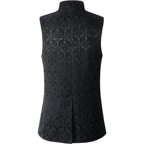 Men Black Brocade Goth Victorian Waistcoat Suit Vest Steampunk Gothic clothes - Picture 6 of 12
