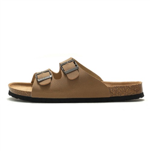 Herren Damen Pantoletten PU Leder Sandalen Korksohle Fußbett Hausschuhe SchuheOL - Bild 11 von 38