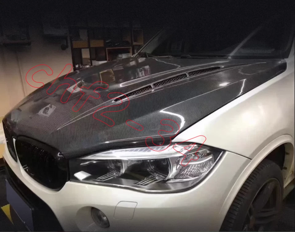 Cubierta de capó ventilada de fibra de carbono real para BMW X5 F15 X6 F16 2014-2018 Foto 4 de 4