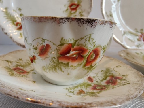 Set da tè Wellington bone china, Art Nouveau, c 1906, ""Viola dorata - Foto 12 di 24