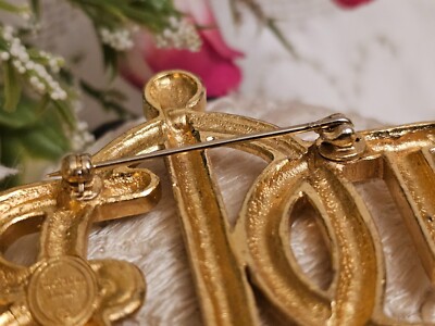 Vintage CHRISTIAN DIOR 1980's Gold Plated Rhinestone Logo Vintage CHRISTIAN DIOR 1980's Gold Plated Rhinestone Logo
