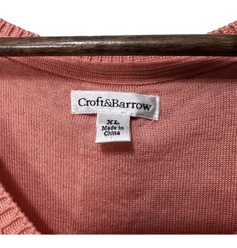 Croft & Barrow Coral Knit Crochet Sweater Long Sleeve open knit Spring Size XL - Picture 3 of 4