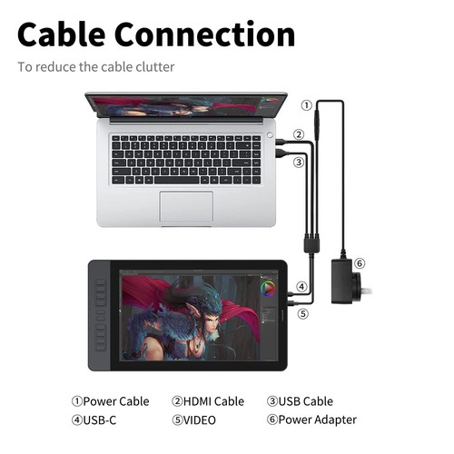 15,6-calowy tablet do rysowania graficznego z wyświetlaczem pióra ekranowego GAOMON Oryginalny PD1560 - Zdjęcie 8 z 13