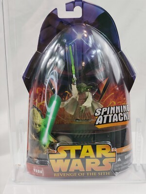 Star Wars ROTS 2005 #26 Yoda Spinning Attack Figure AFA 85
