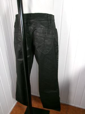 Pantalon Toile Noire Enduit Stretch AVENTURES DES TOILES - Taille 42, Brodé Rouge/blanc, Occasion TB