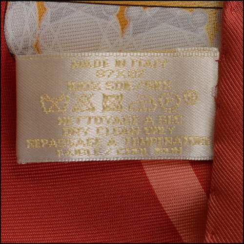 RDC14252 Authentic CARTIER Red / Beige / Gold Jeweled Ribbons 90cm Silk Scarf - Picture 5 of 6