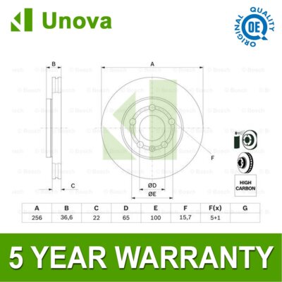 Brake Discs Front Unova Fits VW Polo Golf Fox Skoda Fabia Seat Ibiza Leon Aud #1