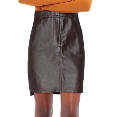 10SEI0OTTO GIACCA Leather Midi Skirt (Medium) NWT Reg $985 Hand Crafted in ITALY
