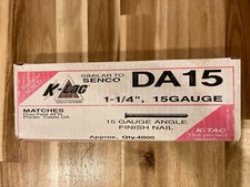 1-1/4”, 15 Guage Angle Finish Nails, K-Tac, Similar To Senior, Duo-Fast AFN, Etc