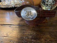 Old Pawn James Reid Dgn Sterling Silver 14K Belt Buckle 40-42-1.5     