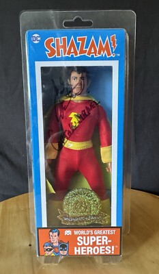 VHTF SHAZAM 50TH Anniversary 8  AF   Signed by JACKSON BOSTWICK   Mego DC 2023