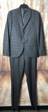 NWT John Varvatos Plaid Three-Button Notch Lapel Wool Blend Suit Sz 40R Med Grey