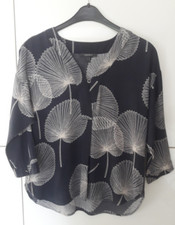 Camicetta donna Esprit pura seta taglia 34 blu scuro stampata con papaveri